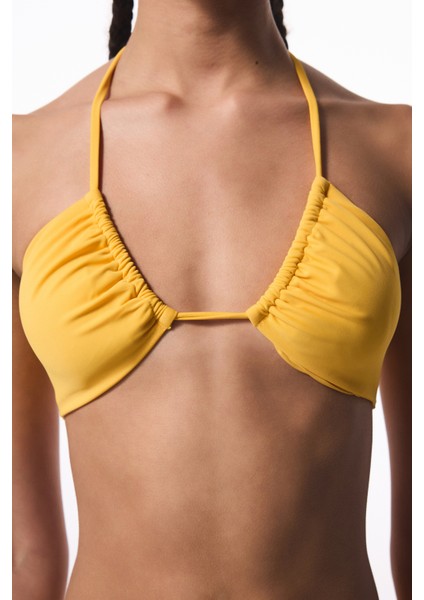 Sarı Reverse V Kesim Bikini Üstü