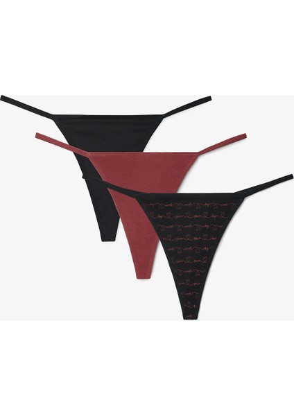 Hope Kalp Desenli Düşük Bel 3'lü String Külot