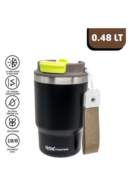 Camping 0193 Pipetli Kahve Termosu 0.48 Lt - Siyah