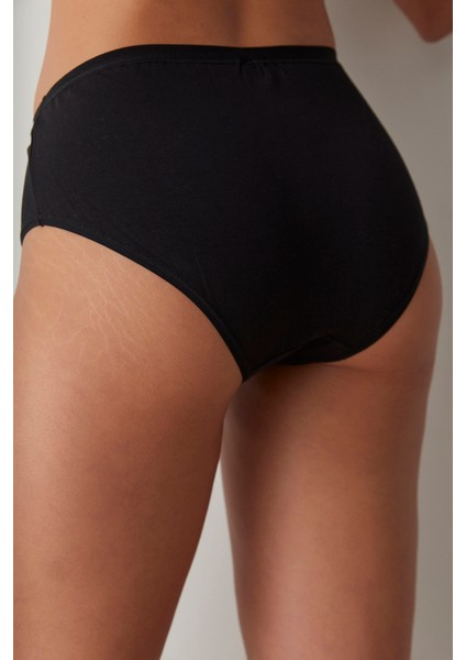 Siyah Pamuklu Fresh Basic Cover Yüksek Bel Slip Külot