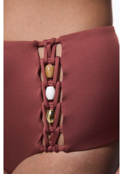 Açık Kahverengi Astrid High Yüksek Bel Bikini Altı