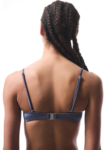 Seashell Gri Balenli Bikini Üstü - Gamze Erçel Koleksiyonıu