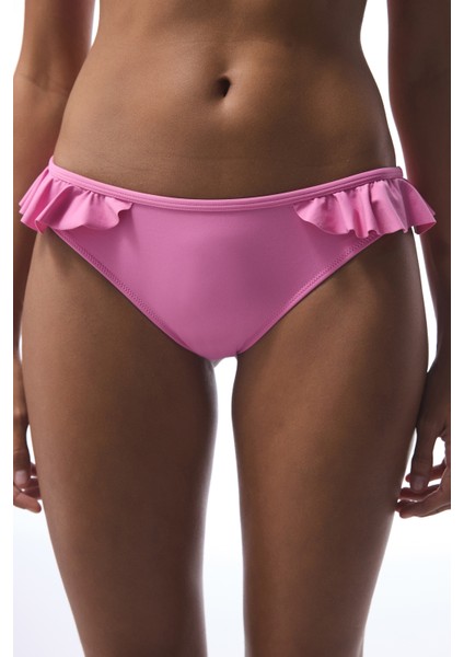 Pembe Begonia Fırfırlı Bikini Altı