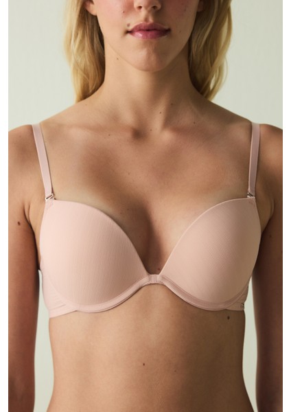 Açık Gül Kurusu Essentials Balenli Push Up Sütyen