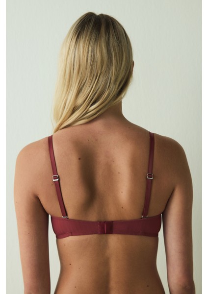 Bordo Balenli Ayarlanabilir Askılı Push Up Sütyen indirimleri