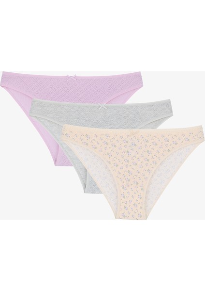 Lavender Day Pamuklu 3lü Pointel Çok Renkli Slip Külot