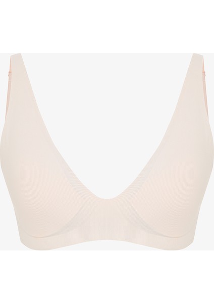 Invisible Ribbed Seramik Bej Sütyen