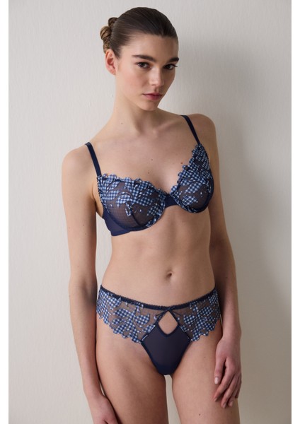 Broderie Wire Lacivert Sütyen