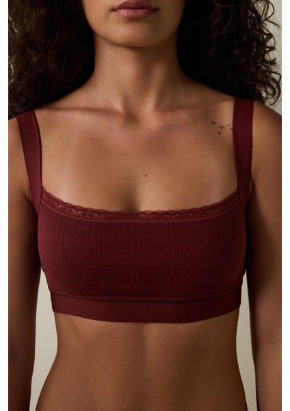 Bordo Melanj Ayarlanabilir Askılı Crop Üst