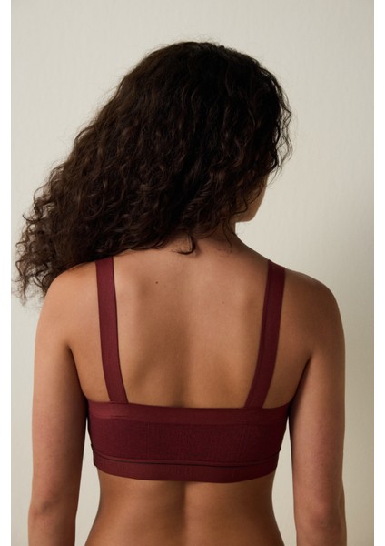 Bordo Melanj Ayarlanabilir Askılı Crop Üst