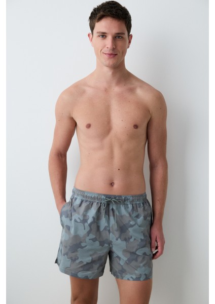 Kamuflaj Safari Erkek Şort Mayo