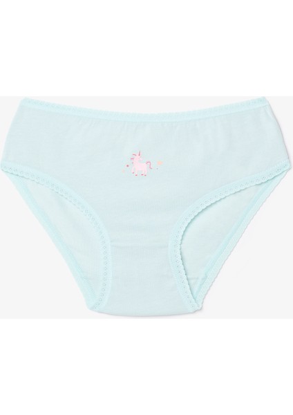 Kız Çocuk Pinky Unicorn Baskılı Pamuklu 5'li Külot