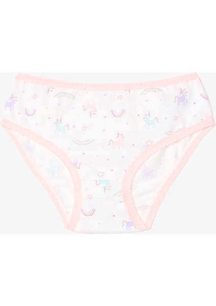 Kız Çocuk Pinky Unicorn Baskılı Pamuklu 5'li Külot