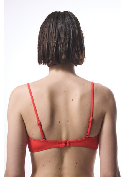 Praslin Minimal Kesim Kırmızı Bandeau Bikini Üstü