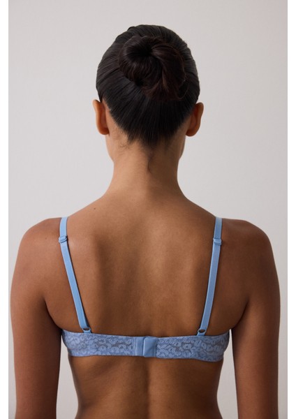 Mavi Daylift Çiçekli Dantelli Balenli Dolgusuz Toparlayıcı Sütyen indirimleri