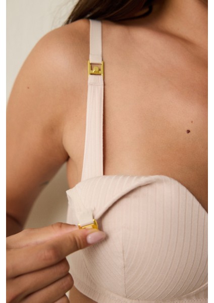 Açık Bej Mama Balensiz Toparlayıcı Emzirme Sütyeni modelleri