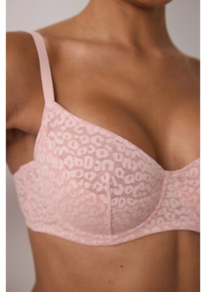 Gül Kurusu Valeria Çiçek Desenli Dantelli Balenli Dolgusuz Toparlayıcı Sütyen modelleri