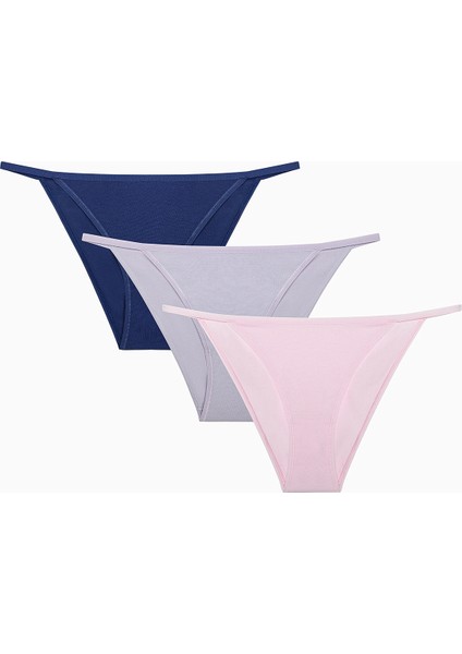 Strappy Pamuklu 3lü Çok Renkli Slip Külot