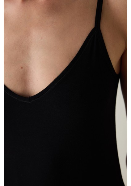 Aging Siyah Collagen Çift Yönlü Yaka Atlet