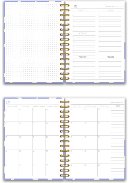 Sert Kapak A5 Spiralli Ajanda (Süresiz Planlayıcı Ajanda) Mor Kalpler fırsatları