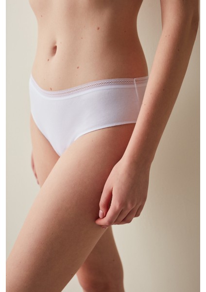 Easy Pamuklu Trim Beyaz Hipster Külot