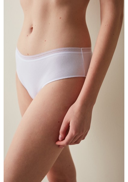 Easy Pamuklu Trim Beyaz Hipster Külot fırsatları
