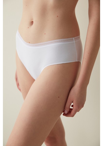 Easy Pamuklu Trim Beyaz Hipster Külot