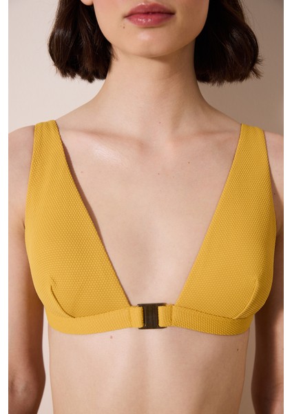 Amar Deep V Dokulu Çok Renkli Sarı Bikini Üstü modelleri