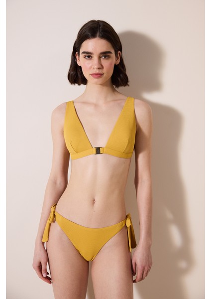 Amar Deep V Dokulu Çok Renkli Sarı Bikini Üstü indirimleri