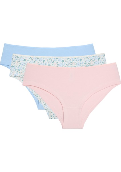 Çiçek Desenli Dream Flower Normal Bel 3'lü Hipster Külot