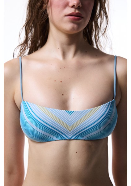 Çizgili Renkli Nell Bandeau Bikini Üstü