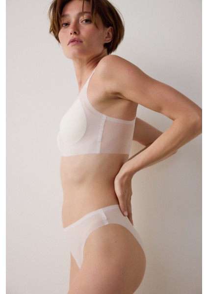 Ekru Zero Gram Balensiz Dikişsiz Push Up Bralet