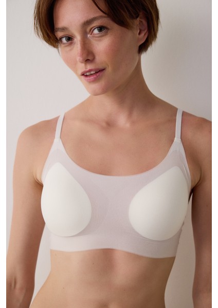 Ekru Zero Gram Balensiz Dikişsiz Push Up Bralet