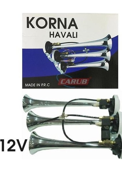 3lü Havalı Korna Krom 12V