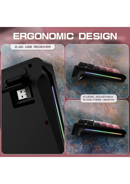 Freewolf M96 2.4g Bt5.0 Çift Bağlantılı Tft LED Ekranlı Reinbow Gaming Oyuncu Klavye