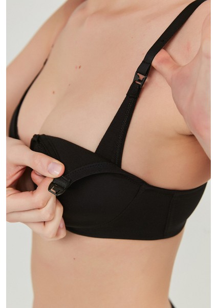 #hiççamaşırı Balensiz Mama Anne Siyah Emzirme Sütyeni