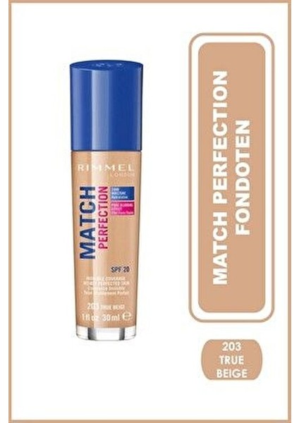 Match Perfection Fondöten 203 ''True'' Beige SPF 20 Cilt Tonunu Eşitleyici ve Pürüzsüzleştirici fırsatları