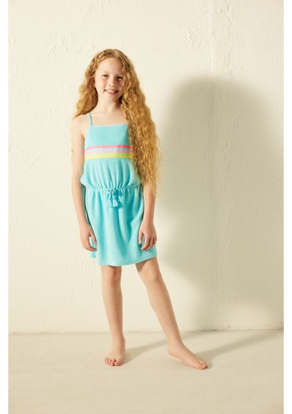 Kız Çocuk Gökkuşağı Desenli Elbise