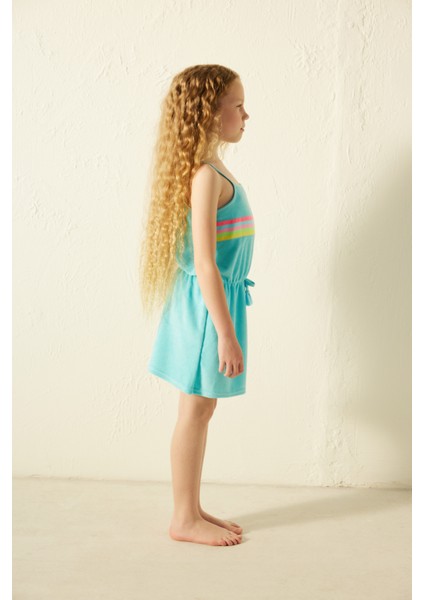 Kız Çocuk Gökkuşağı Desenli Elbise