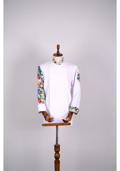 Aşçı Ceketi Ithal Kumaş Desenli Unisex Çıtçıtlı Uzun Kollu Chef Aşçı Mutfak Ceketi