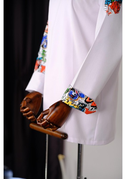 Aşçı Ceketi Ithal Kumaş Desenli Unisex Çıtçıtlı Uzun Kollu Chef Aşçı Mutfak Ceketi