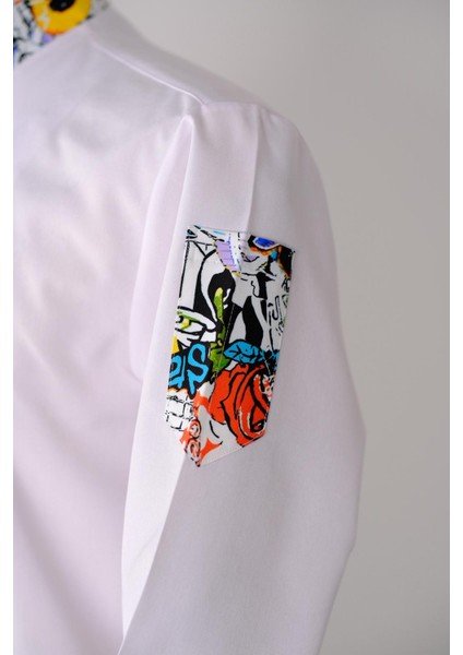 Aşçı Ceketi Ithal Kumaş Desenli Unisex Çıtçıtlı Uzun Kollu Chef Aşçı Mutfak Ceketi