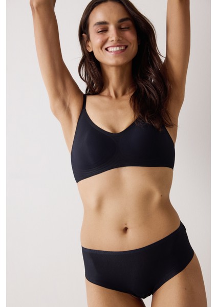 Siyah Zerogram Dikişsiz Balensiz Çıkarılabilir Kaplı Sütyen