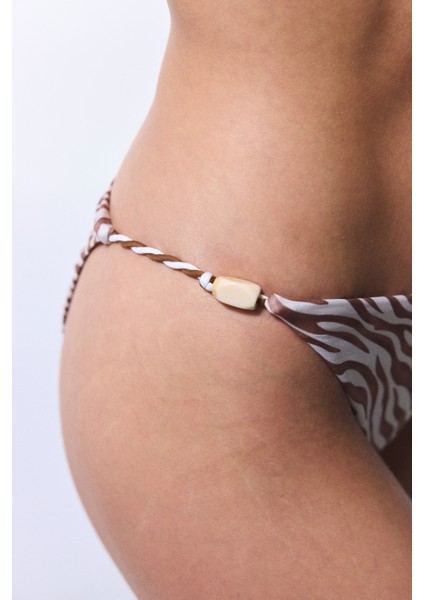 Gale Side Zebra Desenli Boncuklu Slip Bikini Altı