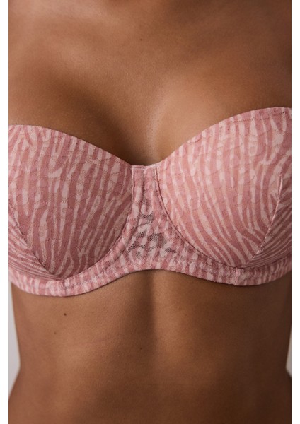 Açık Gül Kurusu Bloom Dantelli Toparlayıcı Balenli Straplez Sütyen modelleri