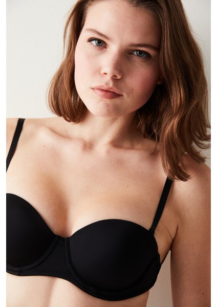 Dekoltemiz Multiway Siyah Dolgulu Push Up Sütyen