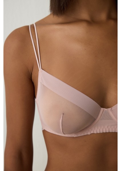 Açık Gül Kurusu Essentials Balenli Tül Kapsız Sütyen