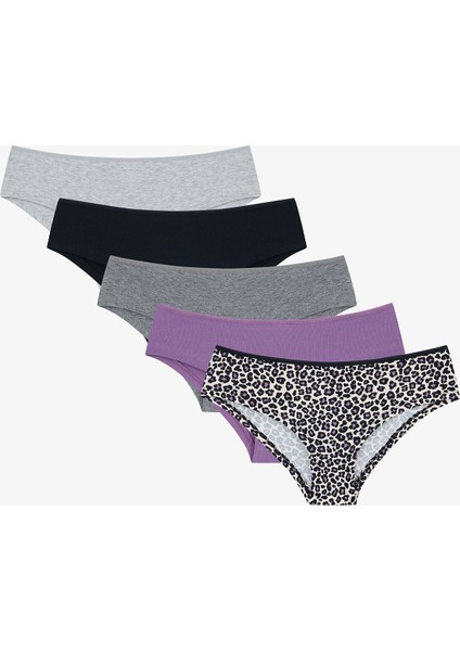 Leopard 5li Çok Renkli Hipster Külot