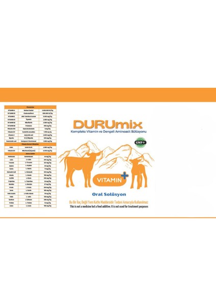 Durumix Hayvan Sağlığına B1, B2, B6, B12 Desteği modelleri