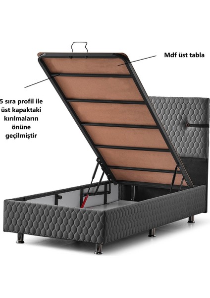 Aston Baza Başlık Gri Tek Kişilik (Yatak Hariç) 90X190 cm fırsatları